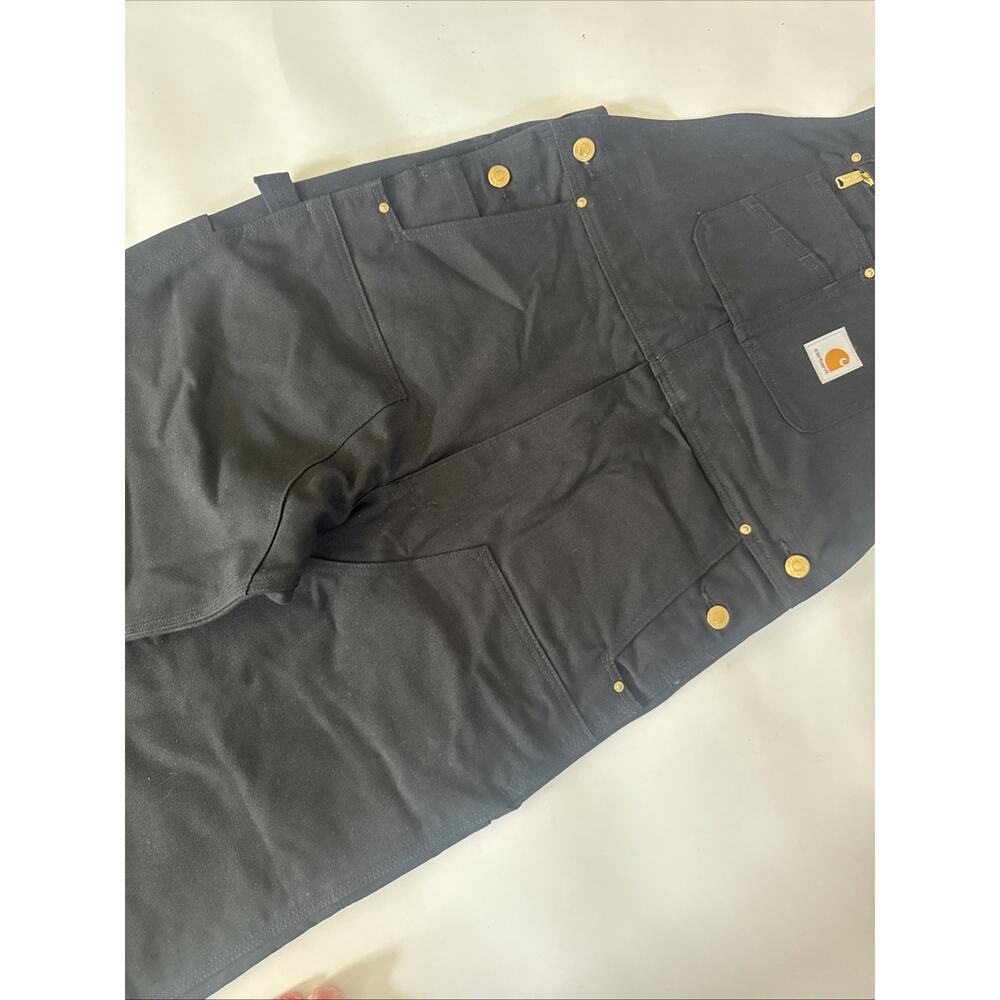 Carhartt Mens Black Duck Bib Overalls Relaxed Fit R01-M Size 34x32 USA MADE NWT - Picture 6 of 11